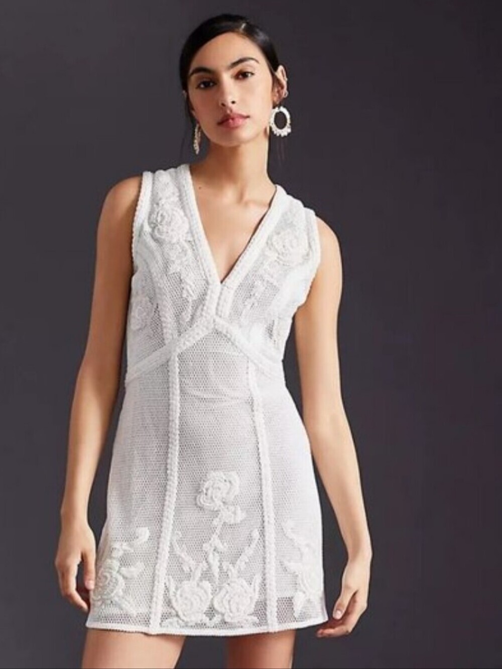 Anthropologie X Not So Serious Pallavi Mohan Lace Sequin Embellished Mini Dress